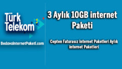 Türk Telekom 3 Aylık 10 GB internet Paketi