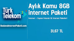 Türk Telekom Aylık Kamu 8 GB internet Paketi