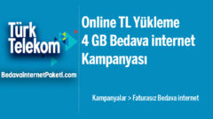Türk Telekom Online TL Yükleme 4 GB Bedava internet