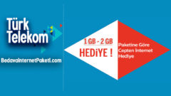Türk Telekom Paketime Göre 1 GB – 2 GB Bedava internet