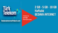 Türk Telekom Yükleme Şenliği 2 GB – 5 GB – 10 GB Hediye internet