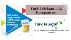 Turk Telekom 4.5G 30 GB Hediyesi 2019